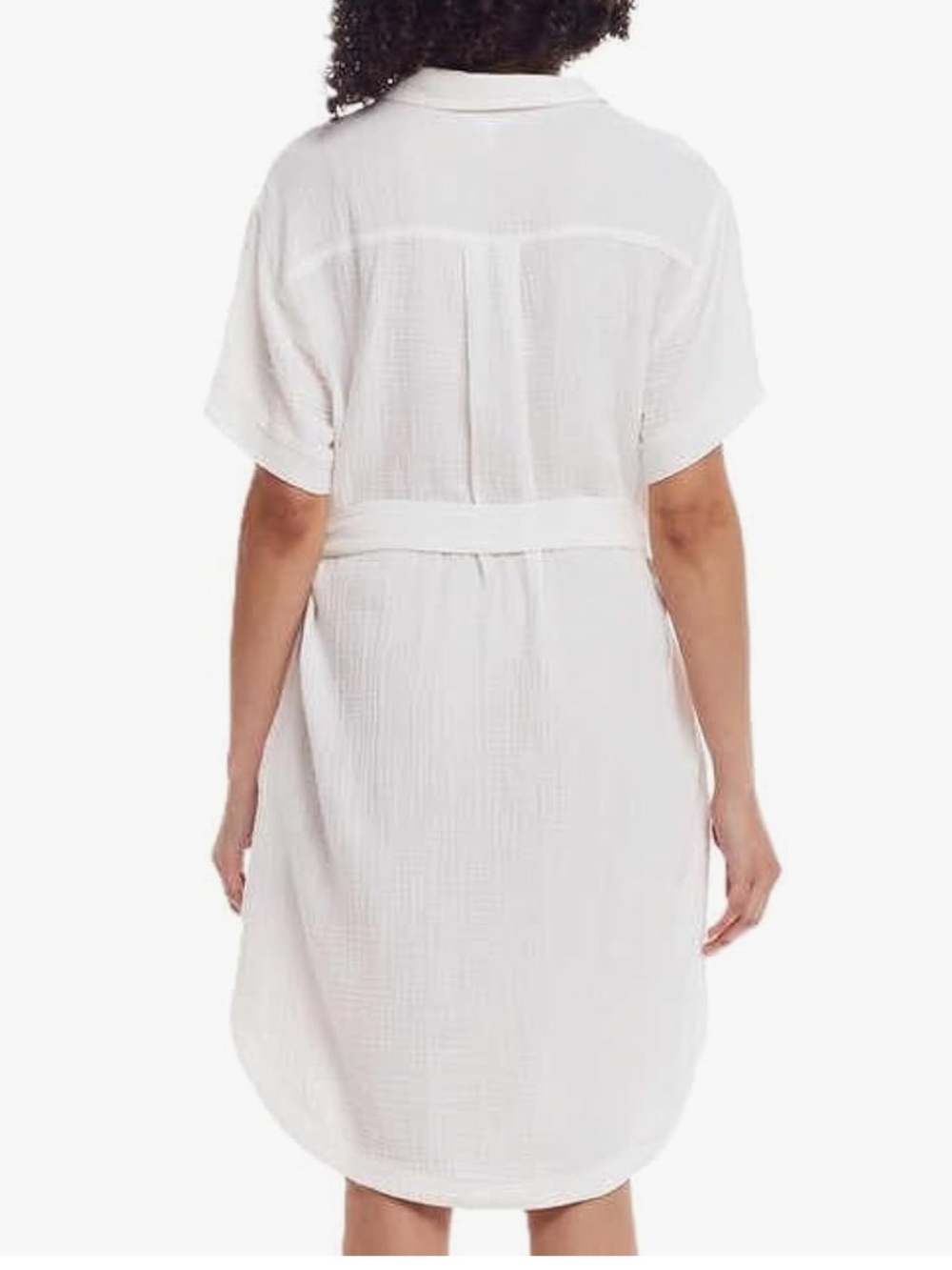 Weatherproof Vintage Cotton Gauze Shirt Dress Cream Belted Button Front Pockets - Picture 5 of 11